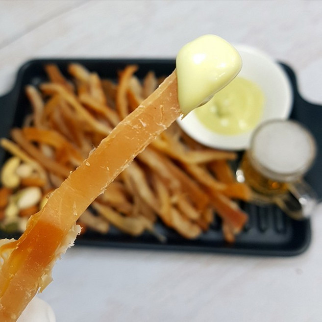 황금 구운 오징어채 250g /간식 마른 안주 건어물 구이 순살 손질, 1개