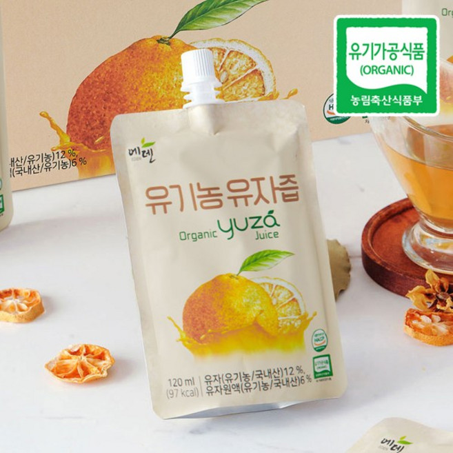 에덴 고흥 유기농 유자즙 (120ml x 15포) 간편 스파우트 포장, 15개, 120ml