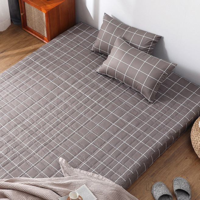 조은집 슬립케어 누빔 접이식매트리스 국내 자체제작 12cm 두툼한 토퍼, 그레이체크