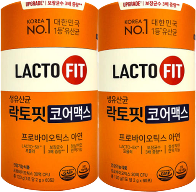 락토핏 종근당건강 생유산균 코어맥스, 120g, 2박스