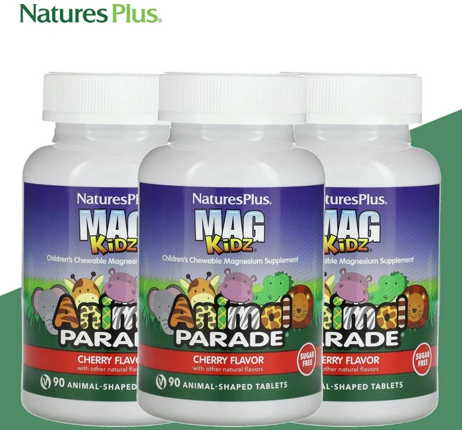 내추럴플러스 마그키즈 애니몰 퍼레이드 칠드런 마그네슘 체리맛 90츄어블 3개, 90정 - 쿠팡