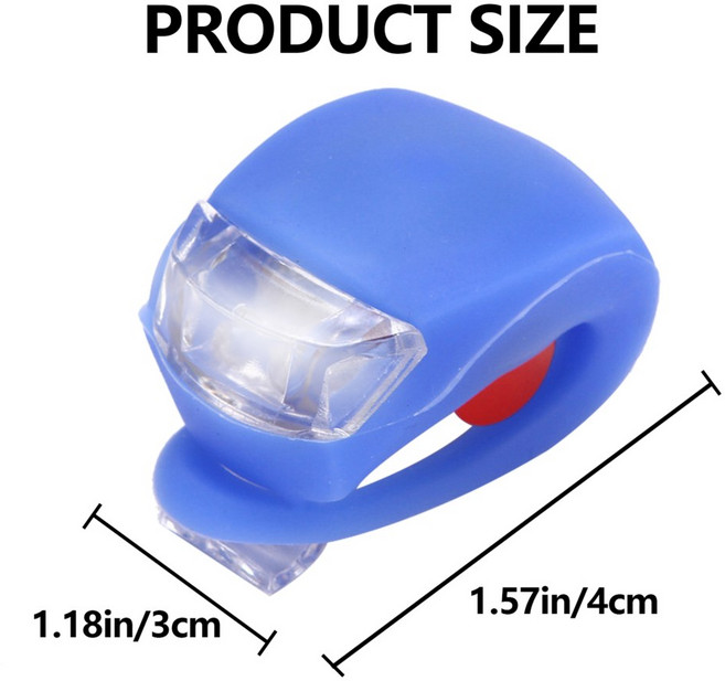 자전거 전면 라이트 배터리 뒷바퀴 방수 실리콘 램프 LED 사이클링 액세서리, Blue, 1개