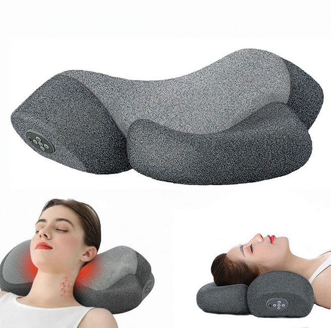 BOLEBIO 온열 마사지 공기압 에어리프팅 메모리폼 4 in 1 지베개 안마기, 회색