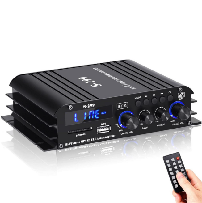 LEZUN 樂尊 4.1聲道 迷你家用車用擴大機 S-299, 1個, 110V12V雙輸入【帶遙控】