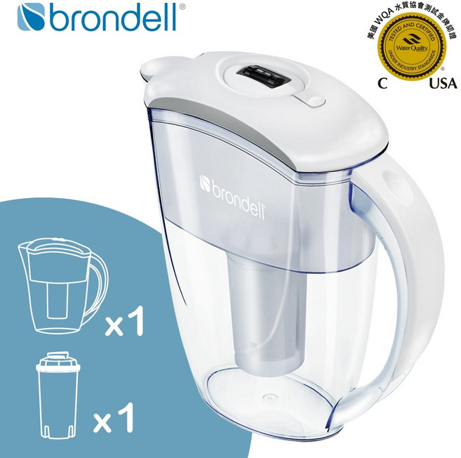 Brondell 美國邦特爾極淨白濾水壺 大容量 簡約設計風格 確保飲用水安全, 1個