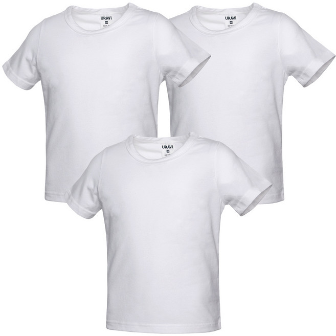 유라비 아동복 공용 코즈 이너 면스판 무지 반팔 라운드 티 3P 세트