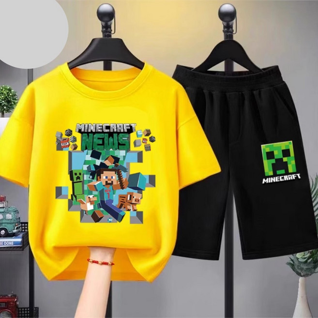 마인크래프트 반팔 티셔츠 반바지 세트 상하복 셋업 주니어