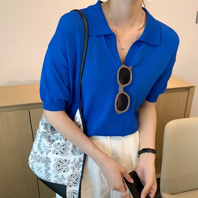 메이킹유 오픈카라넥 반팔 무지 C531노스타니트