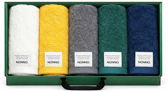 NONNO 국내생산 선물세트 설 추석 명절 호텔수건 200g 40수 코마사, 1박스, 혼합 5장 + 그린박스