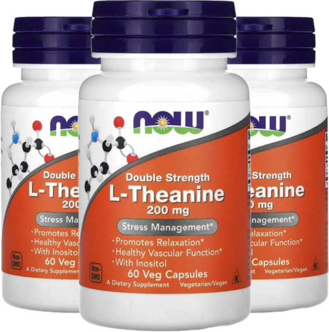 나우푸드 L-테아닌 더블 스트렝스 200mg 60베지캡슐, 60정, 3팩 - 쿠팡