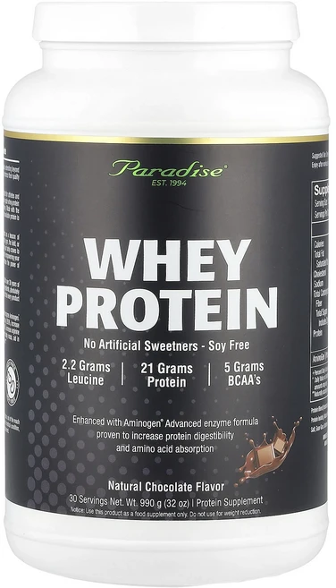 Paradise Herbs 유청 단백질 천연 초콜릿 990g(32oz), ParadiseHerbs유청단백질천연초콜릿990g32o, 990g, 1개 - 쿠팡