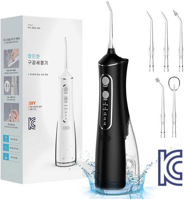 스타일닥터 대용량 구강세정기 건강한 구강관리 물치실 + 5개노즐팁, 블랙