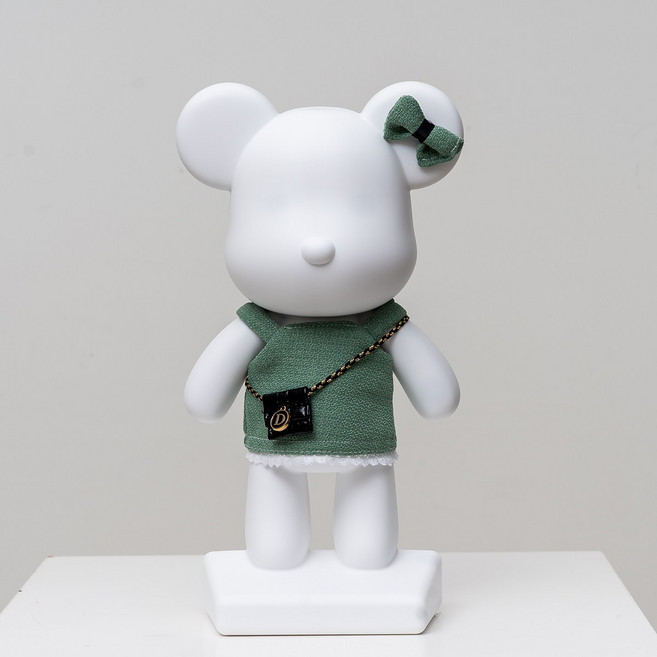 대형 석고방향제 28.7cm 자석형 곰꾸미기 빅베어브릭 [그린원피스] + (탈취제+오일) 세트 매그니토, 푸른구름