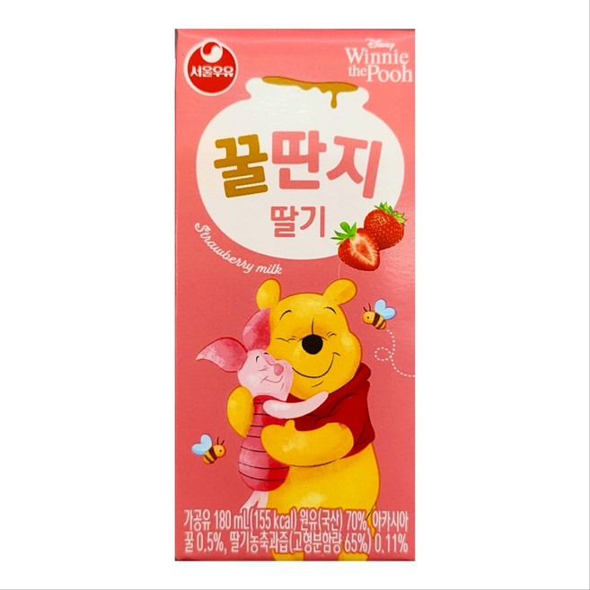 서울우유 딸기 꿀딴지, 180ml, 24개