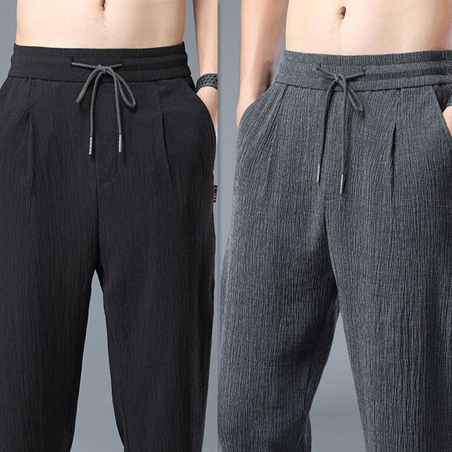 캐주얼 남성 긴바지 1+1 봄 여름 슬림핏 남자 정장 바지 패션 남성 냉장고 와이드 일자 팬츠 빅사이즈 CJJ