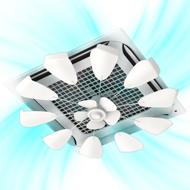 천장형 에어컨 실링팬 시스템 에어컨 날개 바람 순환팬 바람개비 바람막이 무동력 공기순환기, 1개, 윈드플렉스 듀얼플로우 에어컨 실링팬 화이트