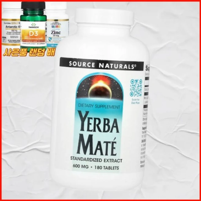 미국내수용 소스 내추럴스 예르바 마테 600mg 180정, 1개, 미국내수용 소스 내추럴스 예르바 마테 600mg 180 - 쿠팡