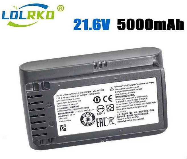 진공 청소기 배터리 VCA-SBT90 VCA-SBT90E VS9000 VS70 Jet90 Jet75 Jet 75 용 DJ96-00221A 5000mAh 21.6V