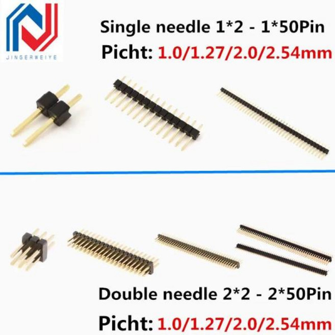 10PCS 1.0mm 1.27mm 2.0mm 2.54mm 핀 헤더 이중 행 남성 1/2 ~ 40P 분리형 PCB 보드 커넥터 스트립 핀 헤더, 12 1 X 3PIN, 01 1.27mm