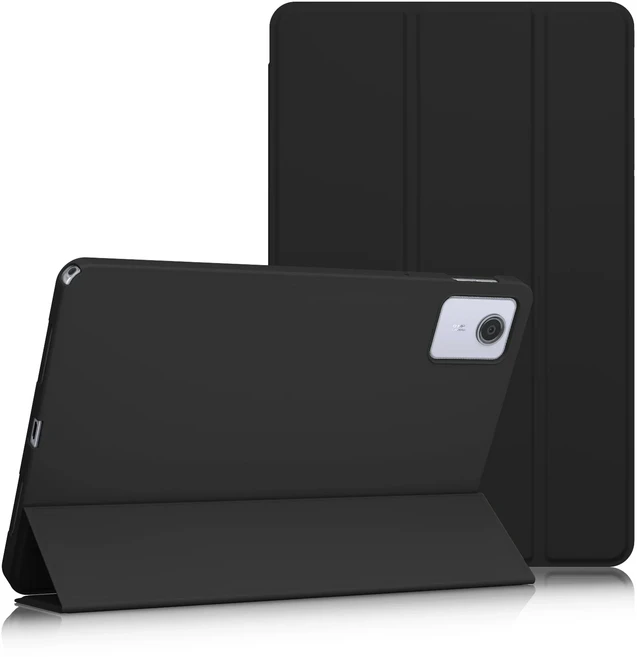 Smart Tablet Case for Lenovo Tab M11/B11 10.95 inch Cover Soft PU Tri-Fold Protetive Cover for Lenov, 01 Black