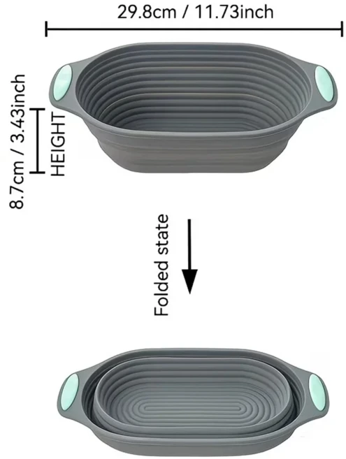 실리콘 빵 발효 바구니 접이식 및 세척이 용이함 가정용 오븐 베이킹 반죽 그릇, 03 1pcs oval