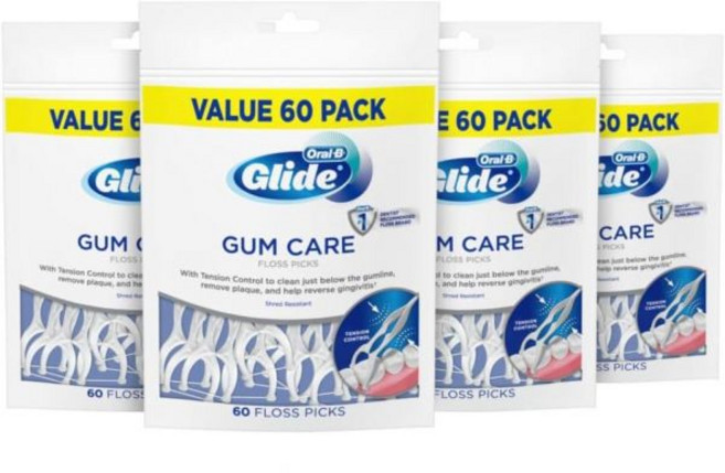 오랄B 글라이드 치실 픽 잇몸 케어 입 4팩 OralB, 6피트 (4개 팩)
