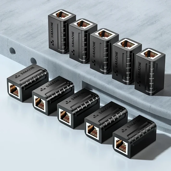 호환 SAMZHE 이더넷 어댑터 8P8C RJ45 Lan 케이블 확장 커넥터(인터넷 연결용 암-암), 07 Black 10Pcs, 07 Black 10Pcs