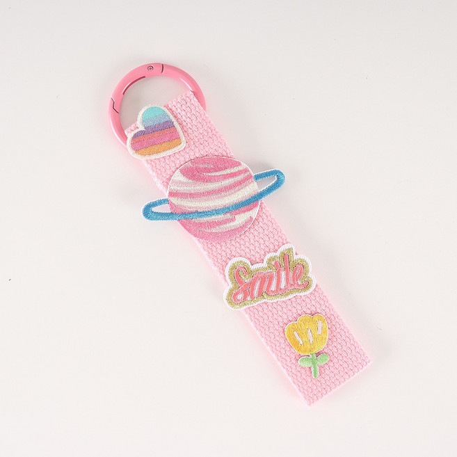 완제품 와펜 스트랩 키링 단체 선물 가방 꾸미기 귀여운 디자인 왕고리, 1개, 우주 핑크