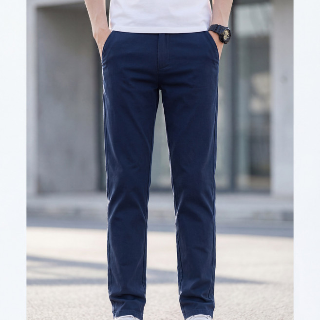 디한스 캐주얼 슬림 스트레이트 코튼 팬츠 스판 밴딩 남성바지