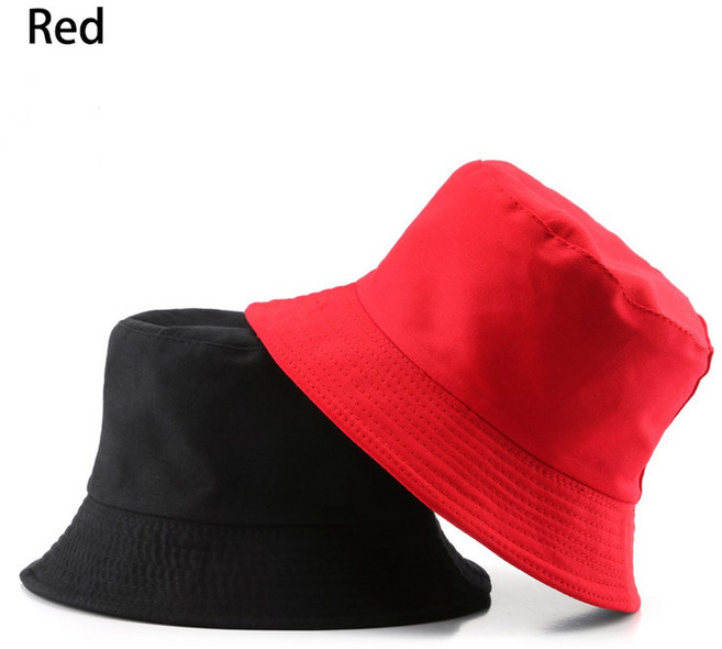 일 컬러 코튼 뉴 단순 여성 남성 양면 파나마 밥 낚시 비치 캐주얼 여름 힙합 버킷 블랙 모자 솔리드