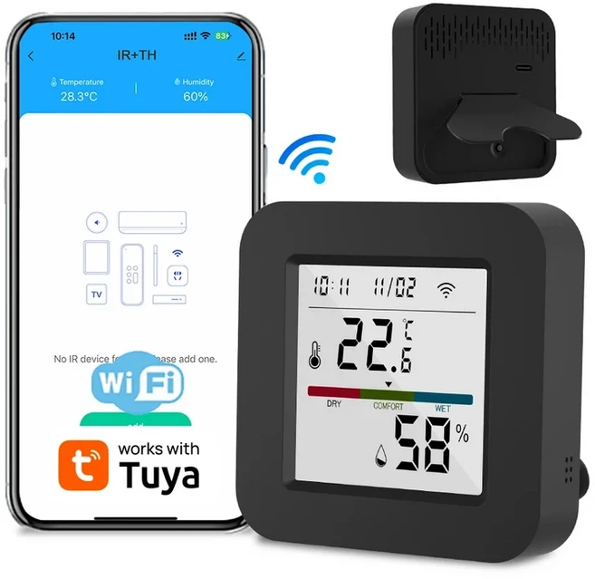 투야 스마트 범용 IR 리모컨 온도 습도 센서 TV AC용 ALEXA HOME YANDEX와 호환, 01 WIFI IRTP, 1개