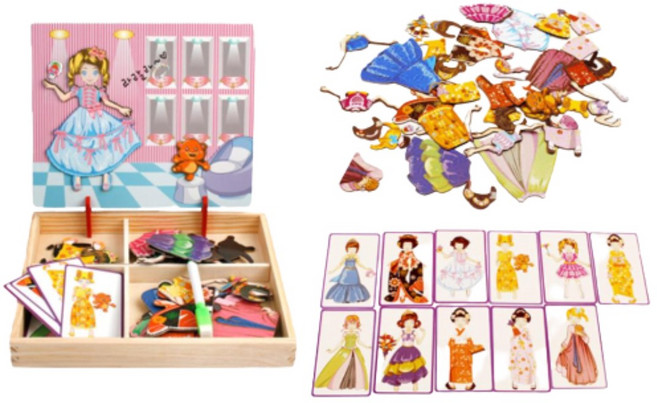 공주 퍼즐 옷입히기 그림카드 어린이 유치원 돌봄교실 조카선물 누리과정, 1개