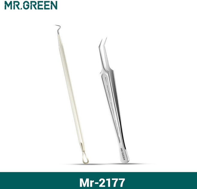 얼굴 제거 여드름 바늘 추출기 스킨 제거 케어 코돈 도구 클리너 블랙헤드 MR.GREEN 제거 뾰루지 세트, CHINA, Mr-2177, 1개