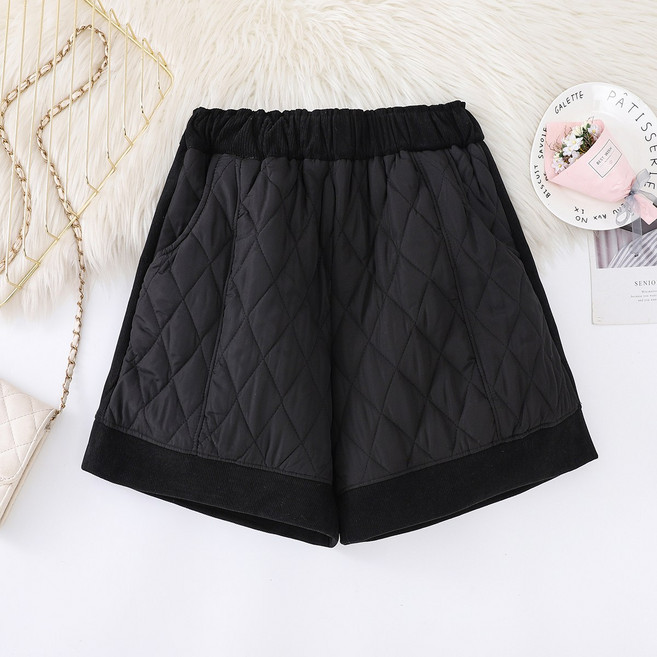 여성용 가을 겨울 골프 퀼팅 패딩 반바지 하이웨스트 A라인 반바지 Women's shorts 뉴타임즈