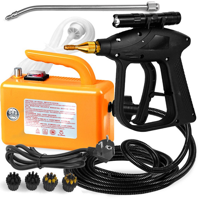 MS INTERNATIONAL 핸드 스팀 청소기 핸디 고압 스팀기 세척기 분사 살균기 블랙연속분사기(수납함), 옐로조절가능분사기, 옐로