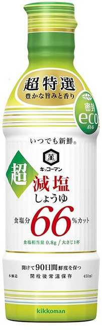 기코만 식품 언제라도 신선 초저염 간장 식염분 66% 차단 450ml × 3개, 1개, 1g