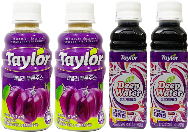 테일러 푸룬주스 180ml + 딥워터 180ml, 4개
