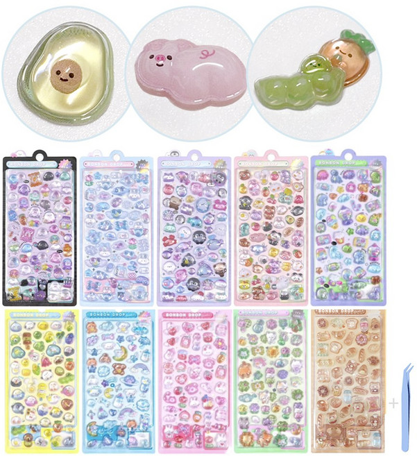 플루비 DIY 다꾸 3D 입체 스티커, 10개