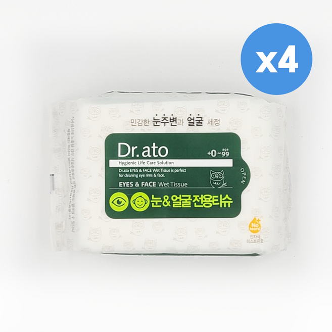 닥터아토 눈&얼굴 전용티슈 휴대형, 70g, 20매입, 4개