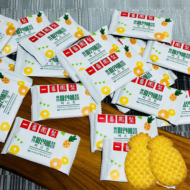 대왕 파인애플 모양 달콤한 스윗 비스킷 과자 10g 미용실과자, 32개