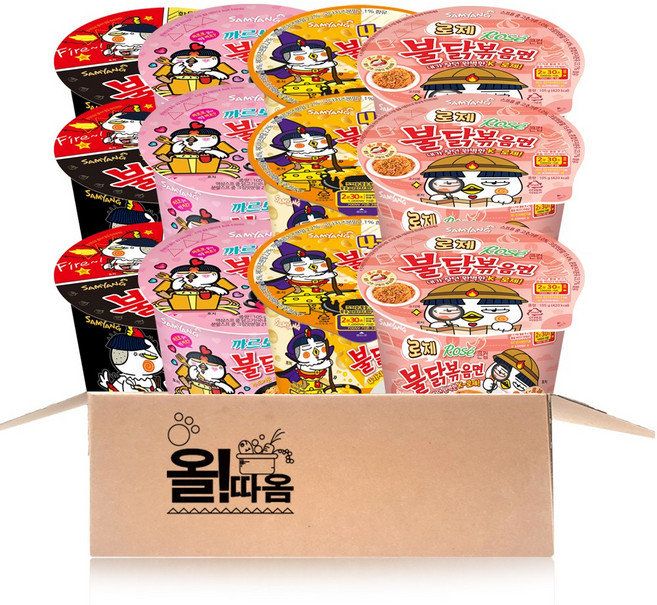 삼양 불닭큰컵기획세트 5호 (불닭3 까르보3 4가지치즈3 로제불닭3), 1박스