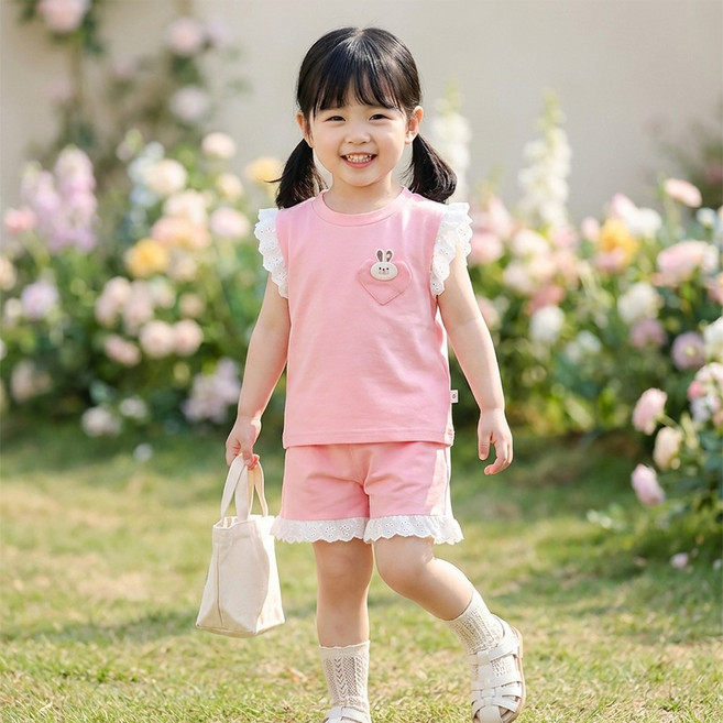 몽실이 래빗포켓 레이스 여아상하복