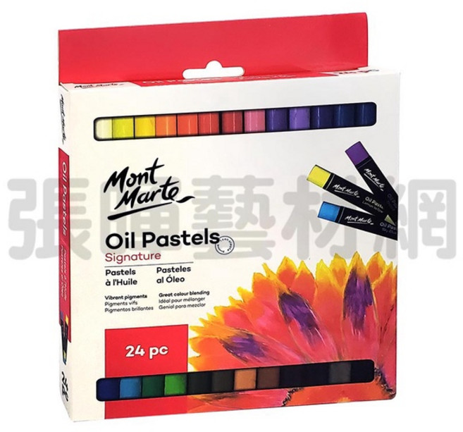 Mont Marte 蒙馬特 Oil Pastels 油畫棒 無毒重彩 鮮豔顏料 色彩混色佳, 1個, 24色 紙盒裝 #MMPT0014, 24色
