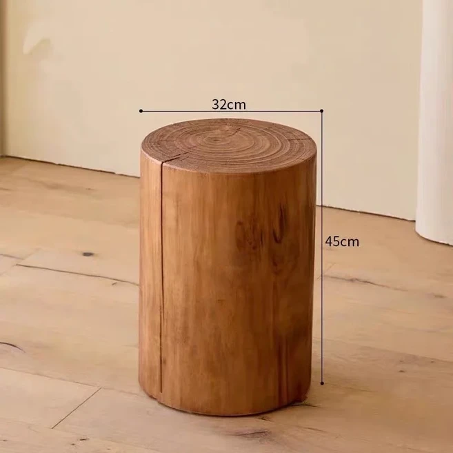 나무 스툴 그루터기 원형 침대 옆 캐비닛 낮은 풀 엣지 북유럽 장식품 B&B