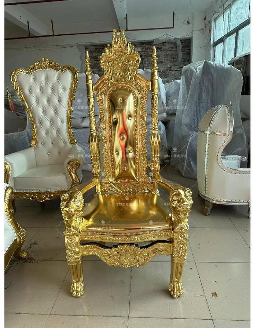 왕의자 황제 의자 예능총회 인테리어 유럽식 촬영용 촬영 유럽 황실 화려한, 올 골드 가죽 한 장, 1개