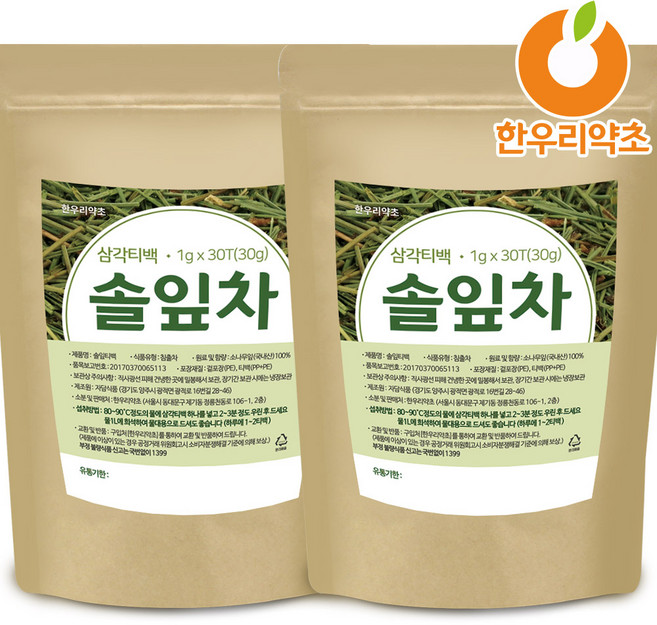솔잎차 티백 삼각티백 국산 60티백, (티백)솔잎차60티백, 1개, 30g