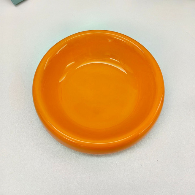 반려동물 도자기 식기 고양이 밥그릇 물그릇 강아지 척추 보호 도자기 사발 도자기 그릇 키높이형 받침대 도자기 그릇, 주황색[얕은 그릇], 1개