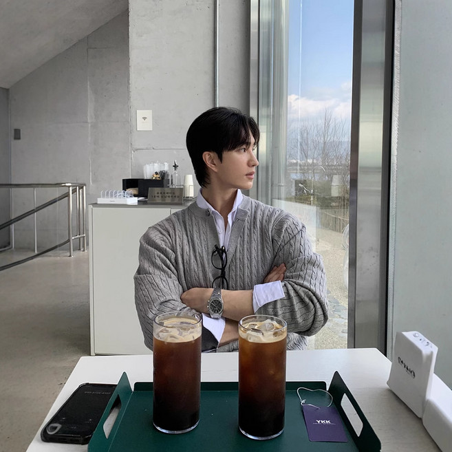 Muqing 남자 니트 가디건 긴팔 아우터 데일리 스웨터 라운드 가디건