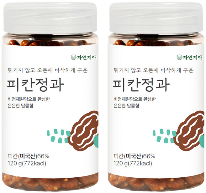 자연지애 오븐에 구운 피칸 정과 / 프리미엄 견과 스낵 강정 간식, 2개, 120g