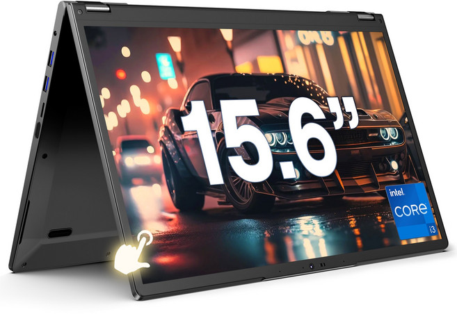 JUMPER 노트북 2-in-1 15.6인치 접이식 터치스크린 i3 프로세서 128GB SSD 8GB RAM 지문인식 WiFi6 Windows 11 home, JUMPER J1 SEUN2011, WIN11 Home, 8GB, 검정색